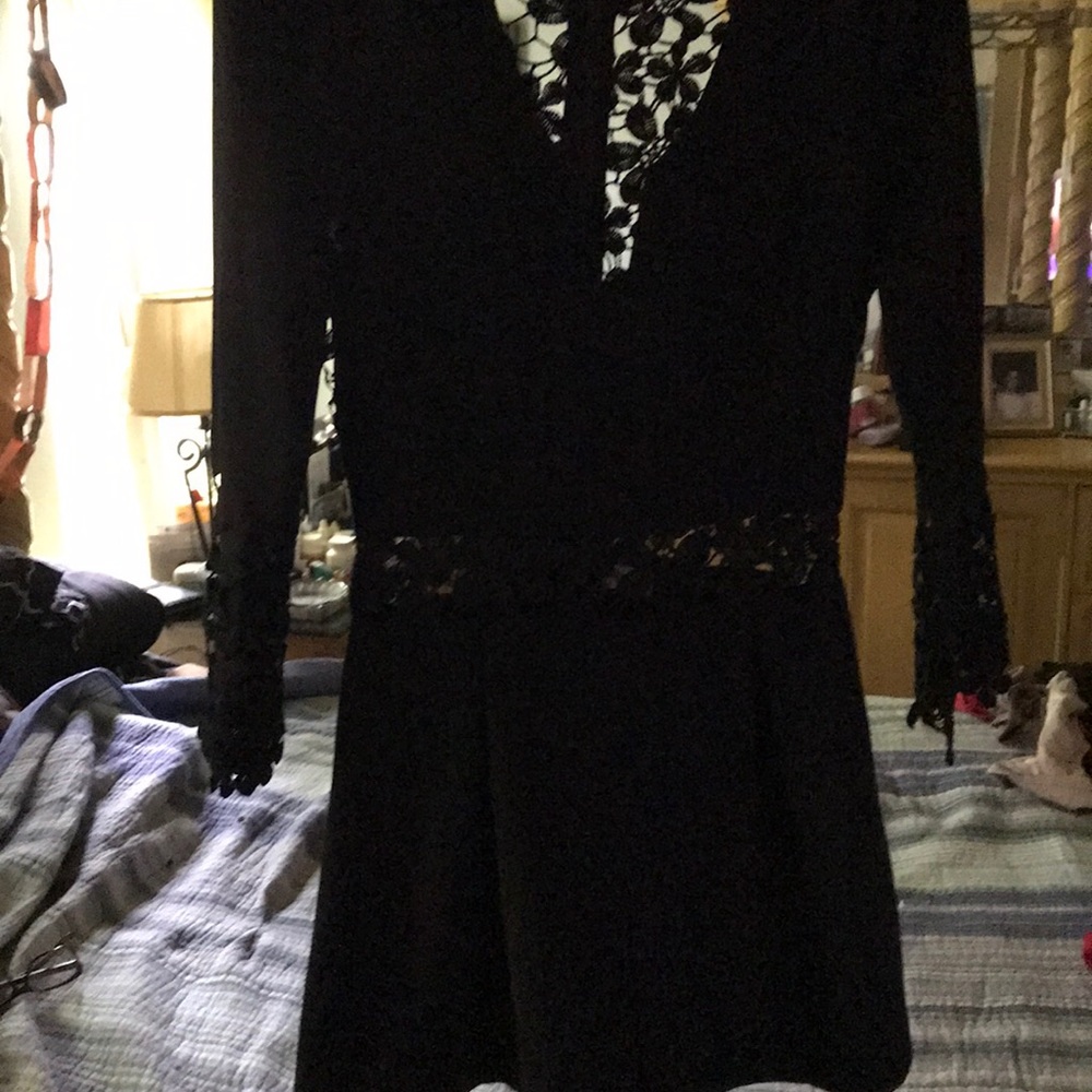 Black lace detailed romper